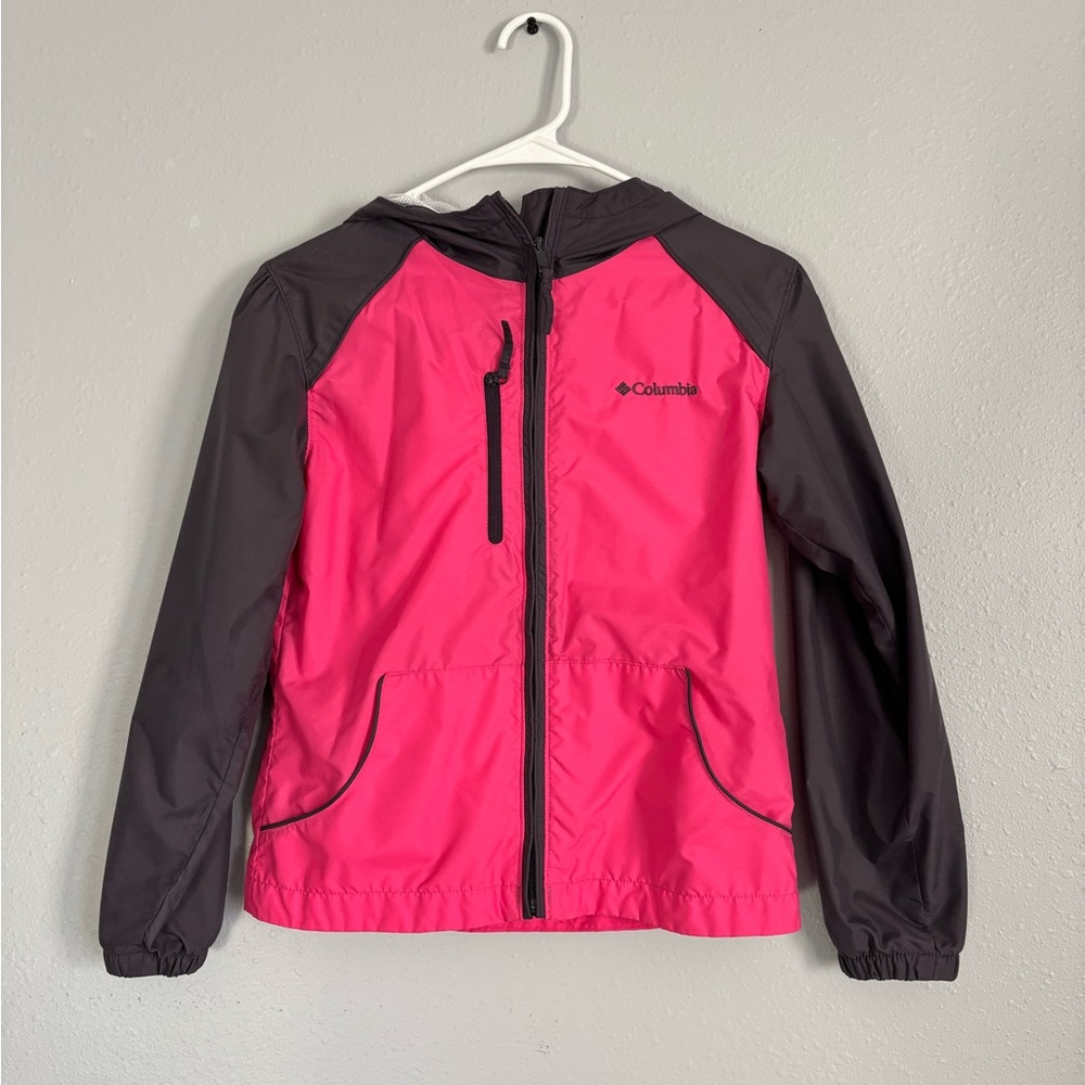 Girls Columbia  Pink and Grey Rain Jacket